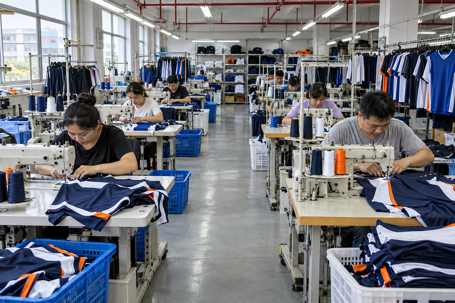 Sewing lines on the CarryOnKits production floor